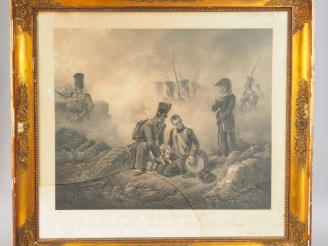 Vente aux enchères « Le chien du Régiment » Grande gravue en noir, d’après Horace Vernet.