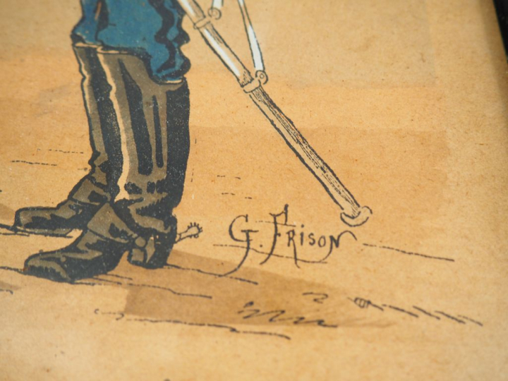 Trois différentes lithographies en couleur « Caricatures militaires ».