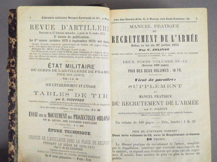ANNUAIRE DE L’ARMEE FRANCAISE pour l’année 1874. Paris, Berger-Levraul