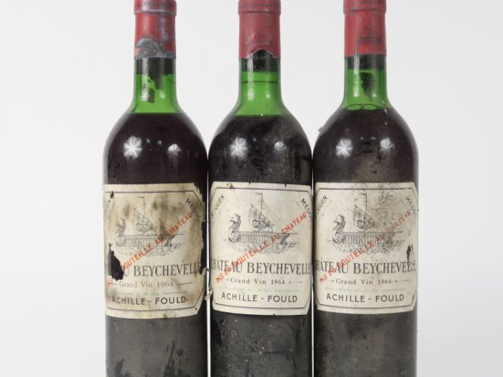 3 BOUTEILLES CHÂTEAU BEYCHEVELLE GCC ST JULIEN - 1964 - 1 LB-HEP/2 HEP