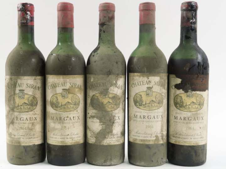 5 BOUTEILLES CHÂTEAU SIRAN MARGAUX - 1964 - 1 MEP/4 BEP/BS