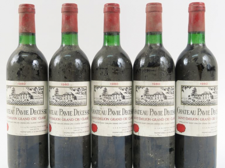5 BOUTEILLES CHÂTEAU PAVIE DECESSE GCC ST EMILION - 1980 - BG