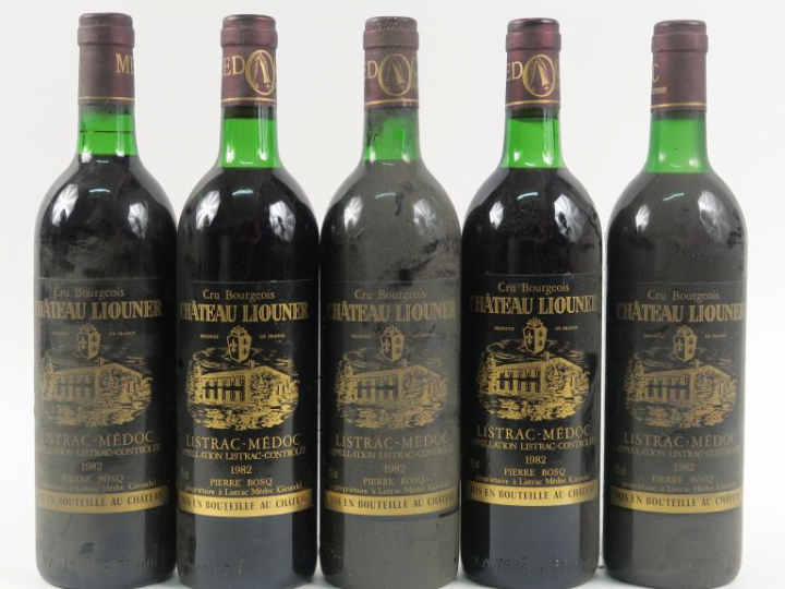 5 BOUTEILLES CHÂTEAU LIOUNER P. BOSQ CB LISTRAC MÉDOC - 1982 - LB