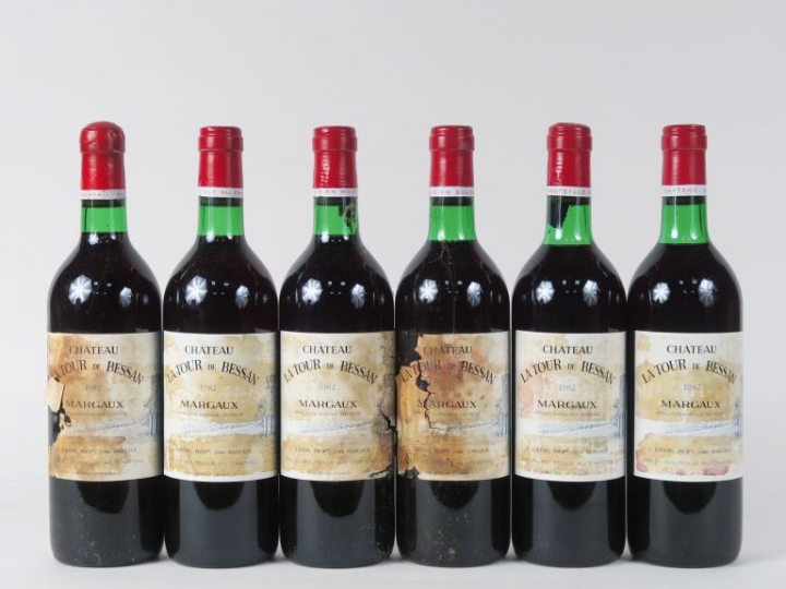 6 BOUTEILLES CHÂTEAU LA TOUR DE BESSAN MARGAUX - 1982 - CBO - BG/EA