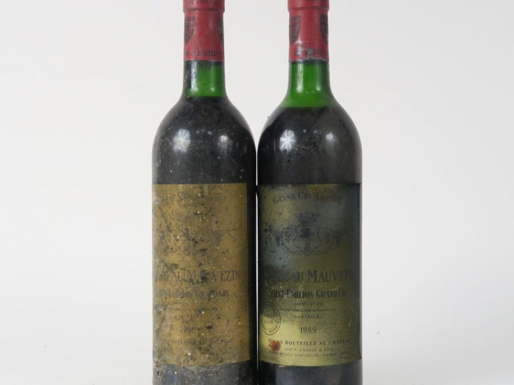 2 BOUTEILLES CHÂTEAU MAUVEZIN GC ST EMILION - 1989 - 1 BG/1 HEP/EA