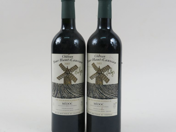 2 BOUTEILLES CHÂTEAU TOUR HAUT CAUSSAN CBS MEDOC - 2003