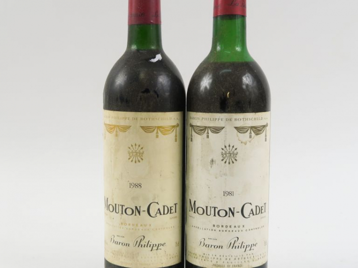 2 BOUTEILLES MOUTON CADET : 1 de 1981 MEP - 1 de 1988 BG