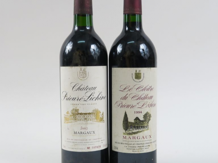 2 BOUTEILLES CHÂTEAU PRIEURÉ LICHINE GCC MARGAUX : 1 PRIEURÉ 2002 BG -