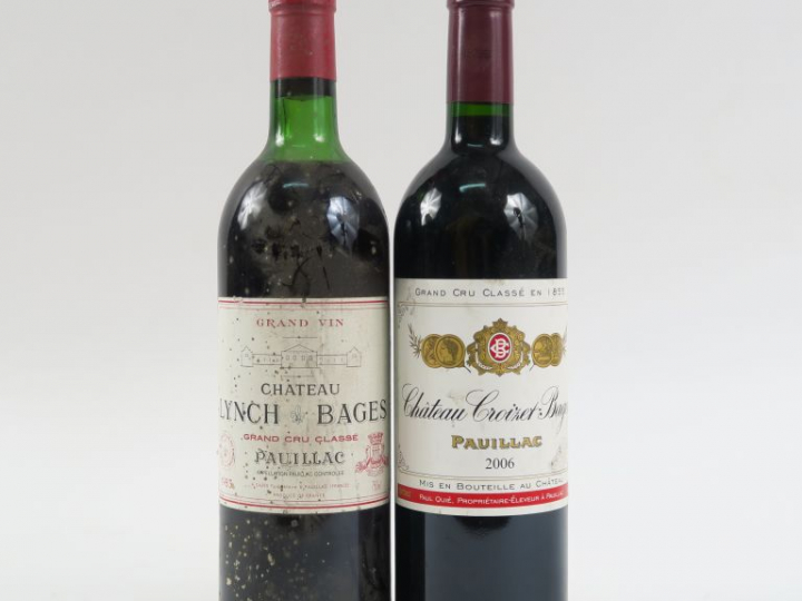 2 BOUTEILLES GCC PAUILLAC : 1 CHÂTEAU LYNCH BAGES 1983 HEP - 1 CHÂTEAU