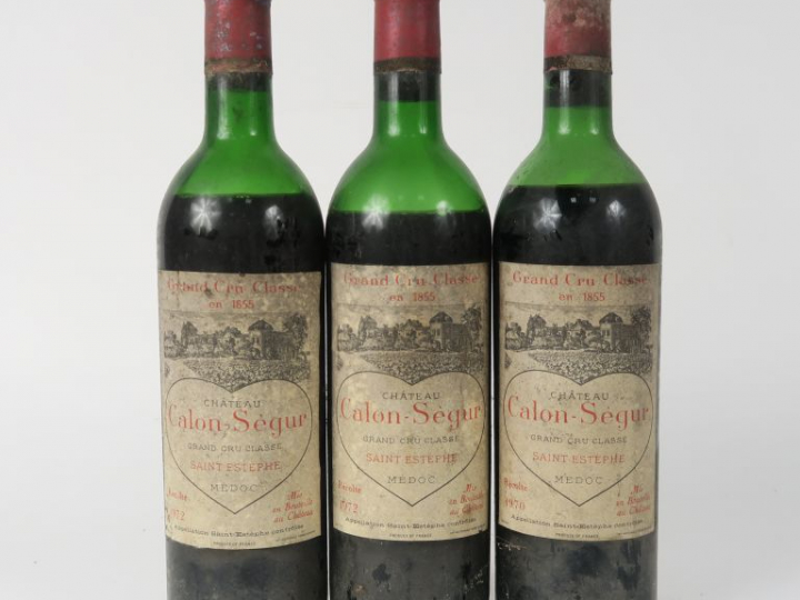 3 BOUTEILLES CHÂTEAU CALON SÉGUR GCC ST ESTÈPHE : 2 de 1972 BEP - 1 de