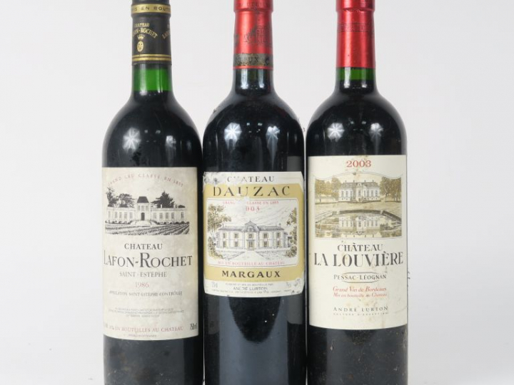 3 BOUTEILLES : 1 CHÂTEAU LAFON ROCHET GCC ST ESTÈPHE 1986 BG - 1 CHÂTE