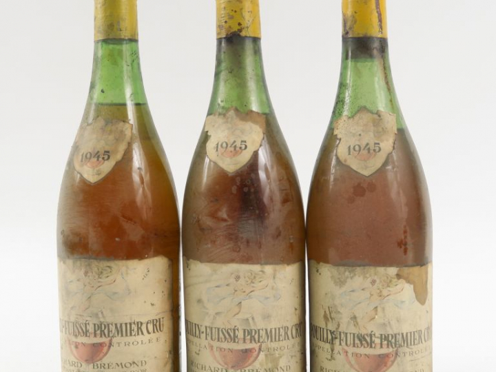 3 BOUTEILLES POUILLY FUISSÉ 1er CRU R. BRÉMOND - 1945 - 2 à 4 CM/1 à 5