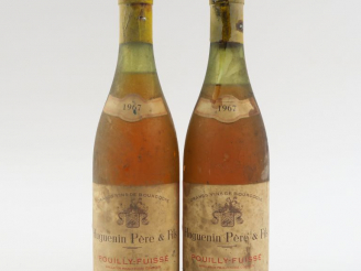 Vente aux enchères 2 BOUTEILLES POUILLY FUISSÉ HUGUENIN PÈRE   FILS - 1967 - 2.5 CM/4 CM