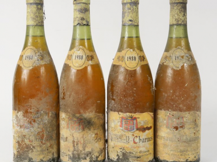 4 BOUTEILLES MEURSAULT CHARMES MICHELOT BUISSON - 1980 - 3 à 2 CM/1 à 