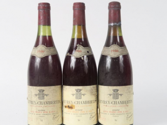 Vente aux enchères 3 BOUTEILLES GEVREY CHAMBERTIN LOUIS TRAPET - 1980 - 2 à 2.5 CM/1 à 3 