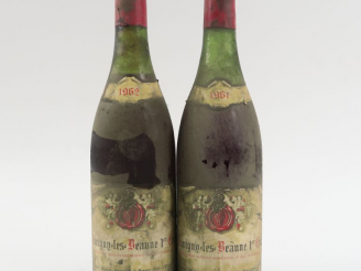 Vente aux enchères 2 BOUTEILLES SAVIGNY LES BEAUNE P. MONGET : 1 de 1961 à 6 CM/BS - 1 de