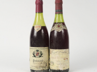 Vente aux enchères 2 BOUTEILLES : 1 VOLNAY SANTENOTS J. DROUHIN 1972 4 CM/EA - 1 POMMARD 