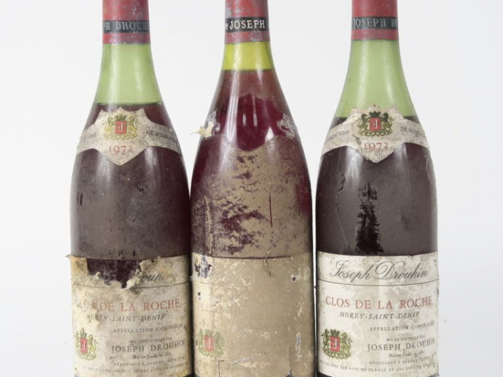 3 BOUTEILLES MOREY ST DENIS 'CLOS DE LA ROCHE' J. DROUHIN - 1972 - 2 C