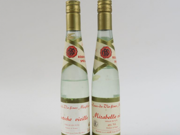 2 BOUTEILLES (35 cl) ALBÉ : 1 MIRABELLE VIEILLE - 1 QUETSCHE