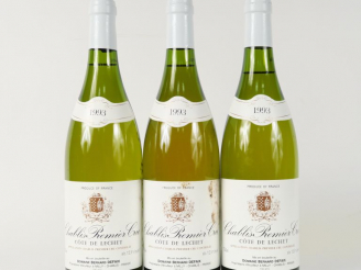 Vente aux enchères 3 BOUTEILLES CHABLIS 1er 'CÔTE DE LECHET' DOMAINE B. DEFAIX - 1993