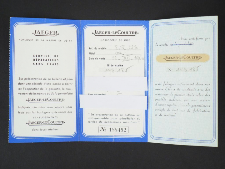 JAEGER LECOULTRE. Montre de dame 1960 boitier et bracelet or (avec son