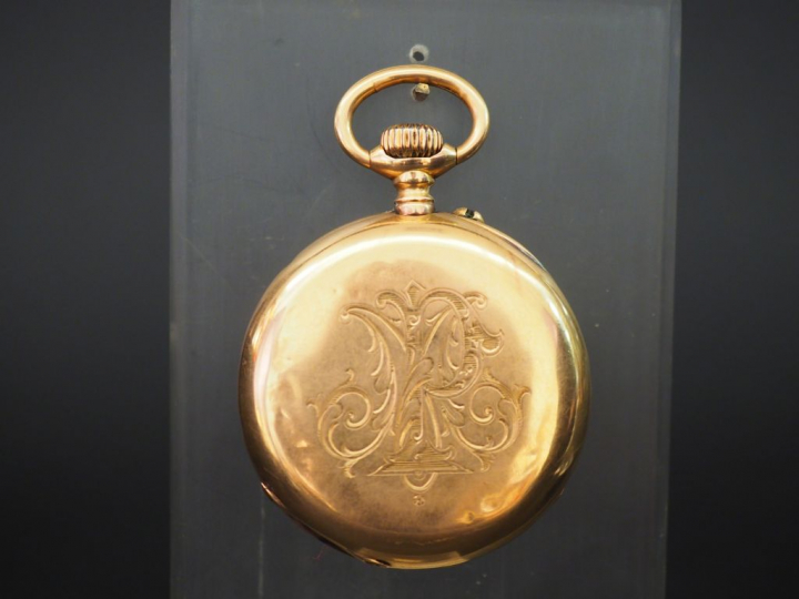 Montre de gousset Napoléon III en or jaune, monogrammée, signée à l'in