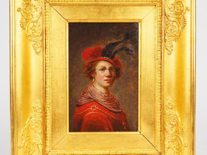 Ecole française XIXème. "Portrait". Dim. à vue: 15,8 x 10 cm.