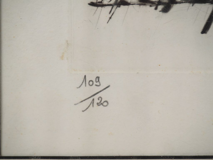 BERNARD BUFFET "La chalmbre de Van Gogh". Lithographie en noir. Numéro