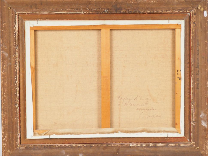 CRAMOYSAN. "Paysage d'hiver à Anceauneville, Normandie". Huile sur toi