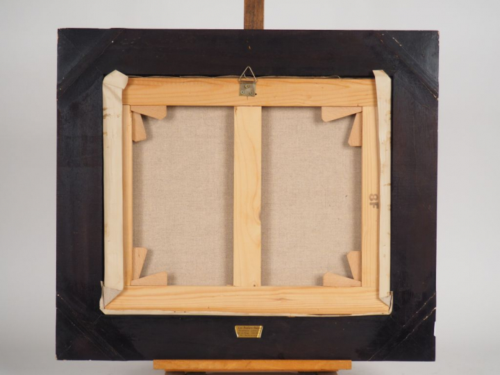 CLAUDE WEISBUCH. "Les joueurs d'échec". Huile sur toile. Signée en bas