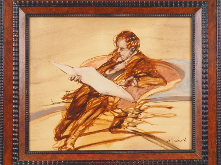 CLAUDE WEISBUCH. "La lecture". Huile sur toile signée en bas à droite.