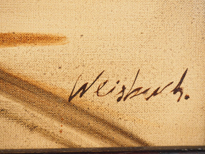 CLAUDE WEISBUCH. "La lecture". Huile sur toile signée en bas à droite.