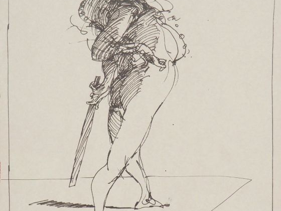 CLAUDE WEISBUCH. "Etude de polichinelle". Dessin à l'encre de Chine, r