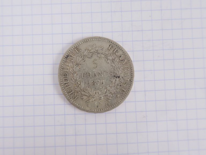  5 francs Hercule, 1876 A, Paris. TB.