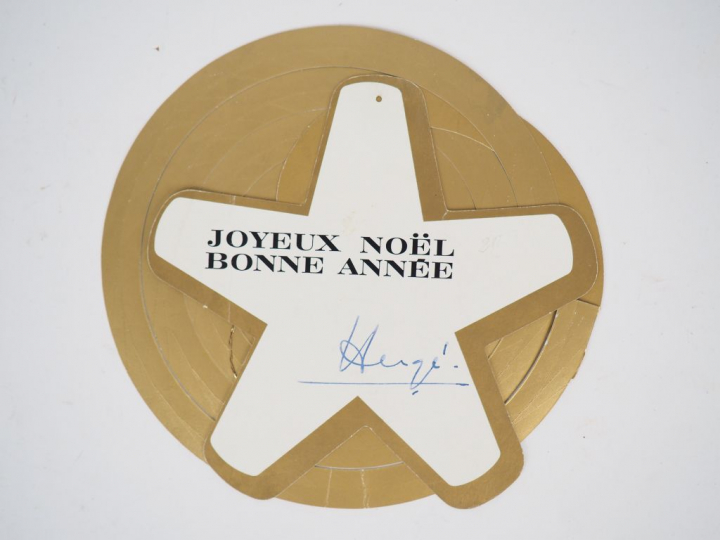 Carte de vœux 1971/1972 : Carte en étoile attachée à une spirale en ca