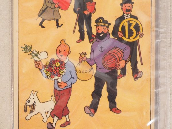 Cartes festives N°4 "Joyeux anniversaire" Tintin,Haddock et les Dupont