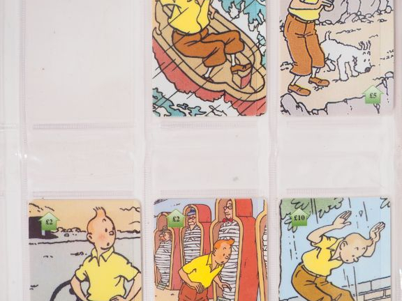 5 cartes téléphoniques 500 exp numérotées -"TINTIN LES CIGARES DU PHAR