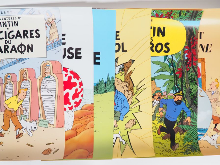 21 AFFICHES couverture d'albums dont 9 numérotées Amerique x2, Tibet x