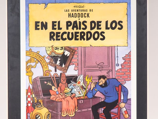Tintin affiche originale 1984 poster Haddock hommage Hergé Mique Ed.So