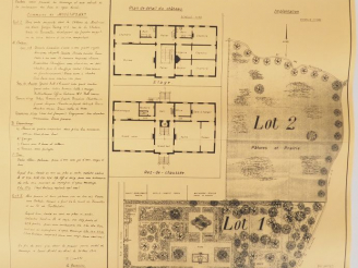 Vente aux enchères 25 Affiches représentant le PLAN COMPLET DE LA VENTE DU CHÂTEAU DE MOU