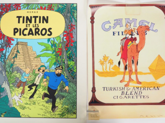 Vente aux enchères POSTER TINTIN CAMEL 50 x 65 cm + Tintin et les Picaros 80 x 60cm sur p
