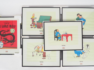 Vente aux enchères 6 SUPERBES Cadres "Le LOTUS BLEU" 1996 Official Moulinsart Limited pri