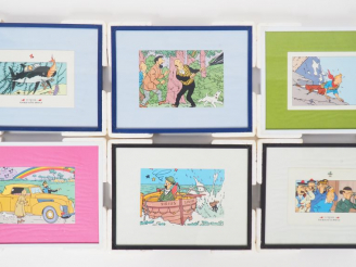 Vente aux enchères 18 cadres avec cartes postales de collection diverses encadrées NEUF