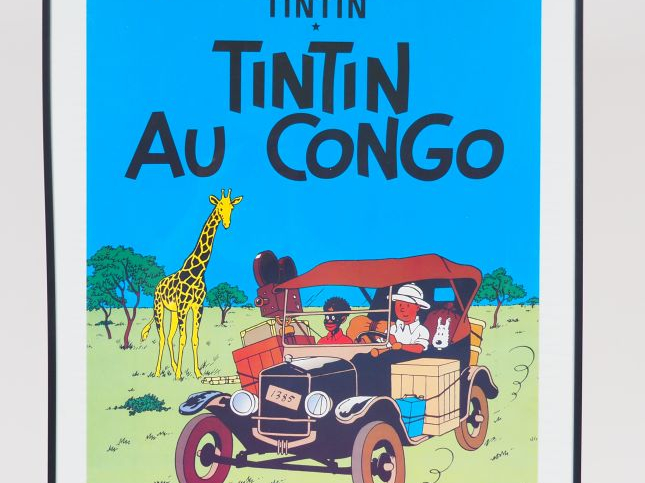 CADRE AFFICHE TINTIN "AU CONGO" 70/50 cm édition HAZAN CV01