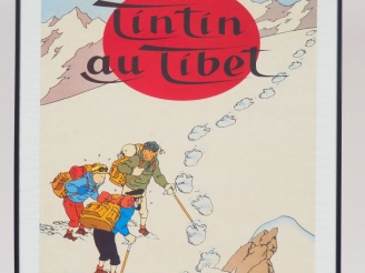 Vente aux enchères CADRE AFFICHE TINTIN "AU TIBET" 70/50 cm édition MOULINSART CV 19