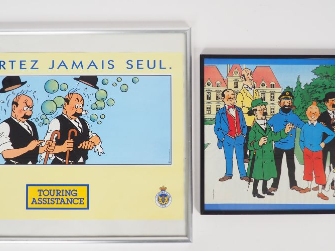 8 CADRES dont 3 représentant TINTIN en AMERIQUE, 1 Tintin au Congo, 1 