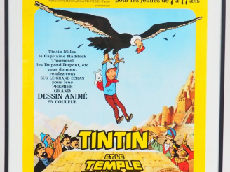 Vente aux enchères 1 CADRE représentant L'AFFICHE ORIGINALE du FILM TINTIN ET LE TEMPLE D