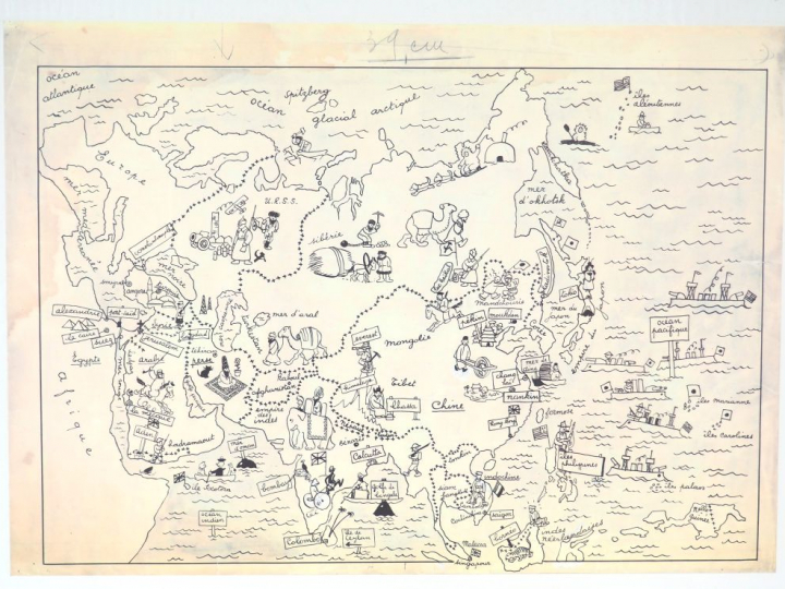 Fac - similé d'un dessin original d'Hergé, publié dans le petit XXe du