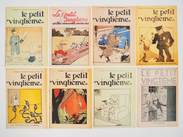 RARE ed ROMBALDI "Tintin en péril" 8 fac-similiés de couverture du pet