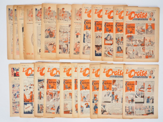 Vente aux enchères LE CROISE, 24 fascicules de 1946 à 1957 -Dessins -logos-Esquisses par 